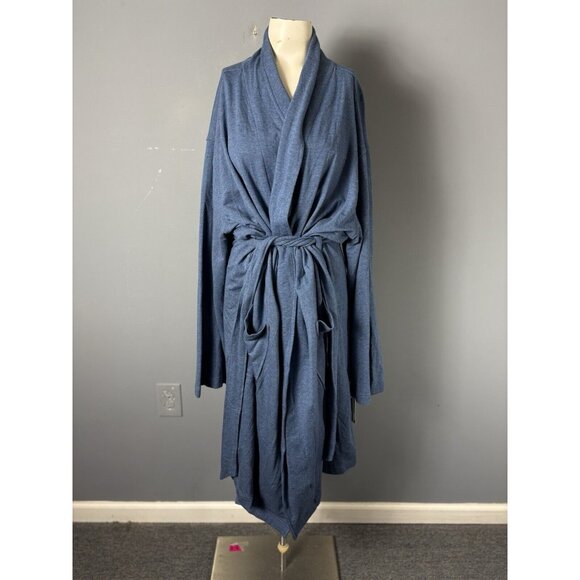 NWT MICHAEL KORS Unisex One Size Blue Belted Lounge Robe Cotton/Modal Blend - Picture 1 of 7